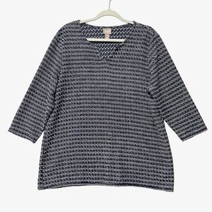 SALE!! Chico's Navy Sweater Knit Popover Tunic Top Size 3 Large 3/4 Sleeves